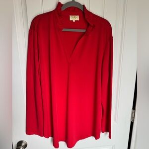 SSYS The Label Red Long Sleeve Blouse with Ruffle Collar – Size XXL